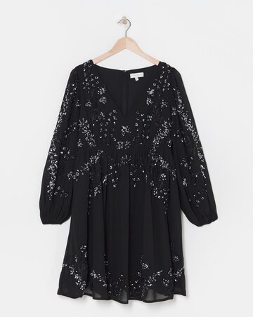 Maya Deluxe Blouson Embellished Mini Dress