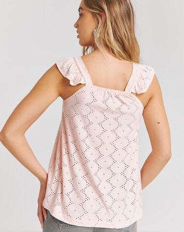 Peach Jersey Broderie Swing Top