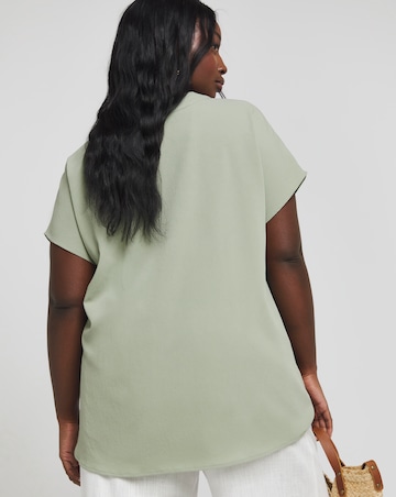 Simply Be Sage Green V Neck Short Sleeve Boxy Blouse