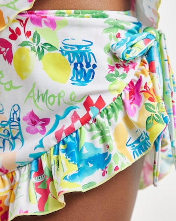 Positano Print Skirted Detail Bikini Brief