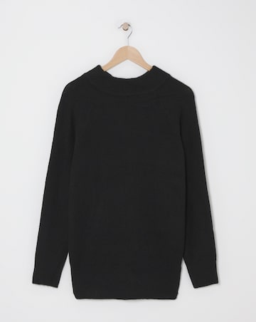 Black Satin Bow Back Longline Jumper