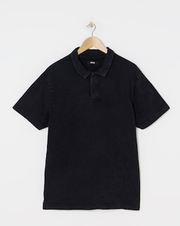 Garment Washed Relaxed Fit Loopback Polo