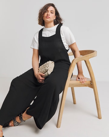 Simply Be Black Crinkle Wide Leg Jumpsuit With Pockets