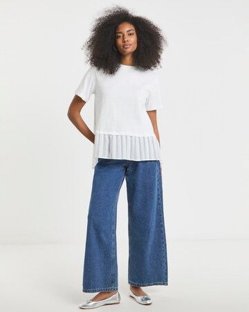 Simply Be White Woven Hem 2 in 1 T-Shirt