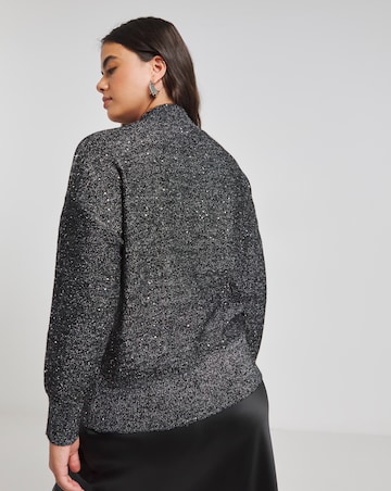 Black Sequin High Neck Jumper