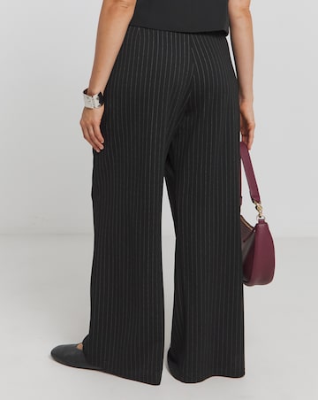 Pinstripe Ponte Wide Leg Trousers