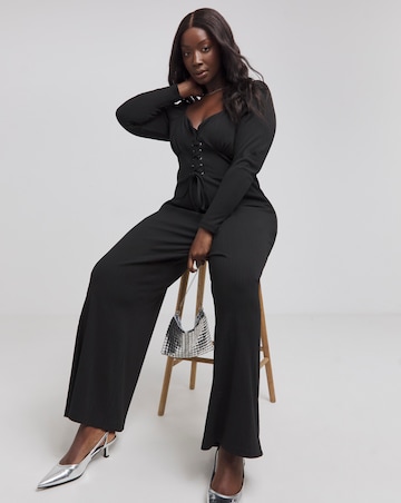 Wide Leg Stretch Rib Jumpsuit