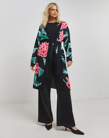 Hope & Ivy Vintage Rose Belted Coatigan