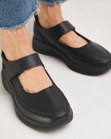 Rochelle Leather Bar Trainers Extra Wide EEE Fit