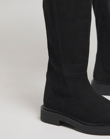 Perry Stretch Back Panel Flat Knee High Boots - Wide Fit (E) & Standard Calf