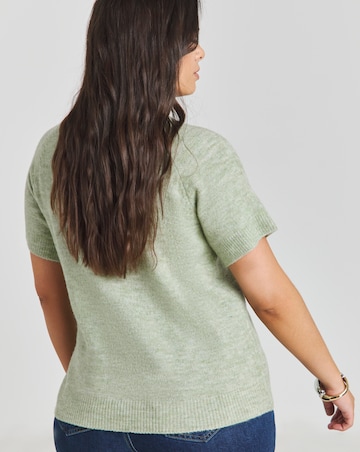 Simply Be Sage Short Sleeve Crew Neck Jumper