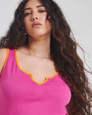 Pink & Orange Contrast Piping Tank