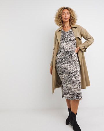 3/4 Sleeve Side Slit Midi T-Shirt Dress