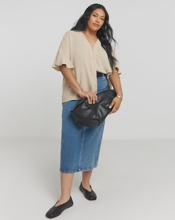 Button Through Frill Sleeve Blouse