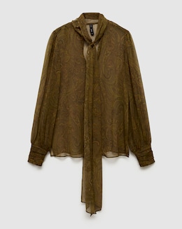 Mango Oak Bow Printed Blouse