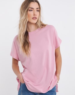 Simply Be Blush Pink Slouchy Dip Back Pure Cotton T-Shirt