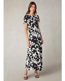 Ro&amp;Zo Harper Mono Floral Flutter Sleeve Midaxi Dress