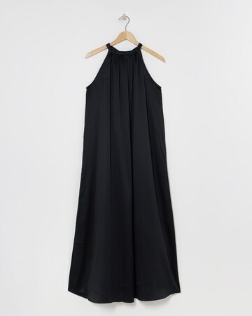 Black Satin Halter Neck Dress