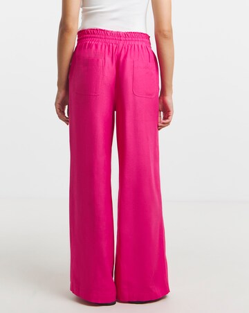 Simply Be Hot Pink Easy Care Linen Mix Wide Leg Trouser