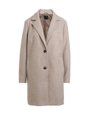 Oatmeal Longline Faux Wool Coat