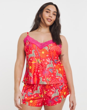 Satin Lace Cami Shortie Pyjama Set
