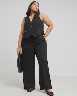 Simply Be Black Ponte Wide Leg Trousers
