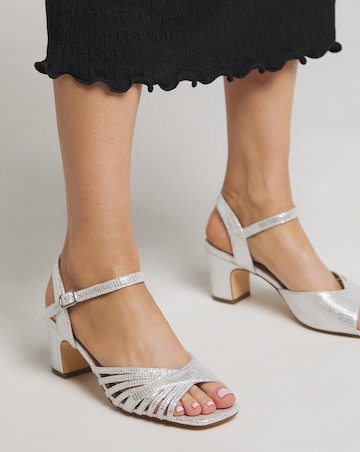 Gloria Strap Detail Low Heel Sandal - Wide Fit (E)