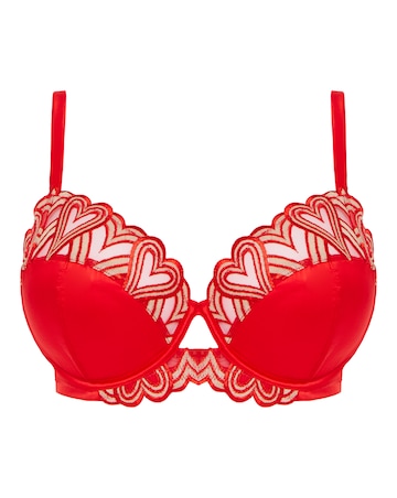 Figleaves Curve Siren Red Heart and Satin 1/2 Bra