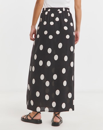 Mono Spot Print Midi Skirt