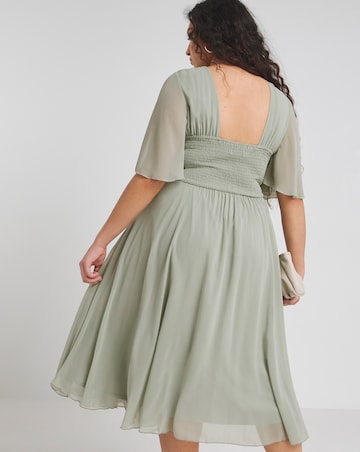 Little Mistress Angel Sleeve Midi Dress