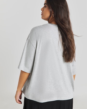 Simply Be Grey Marl Flower Market Graphic T-Shirt with 3D Bows