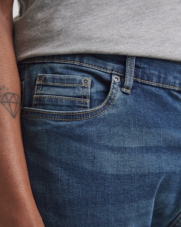 Stonewash Straight Fit Stretch Jeans