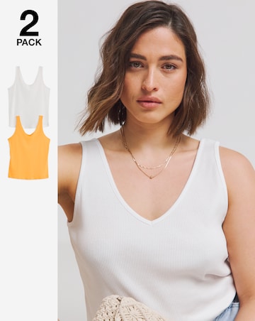 Simply Be White & Orange 2 Pack Multiwear Vests