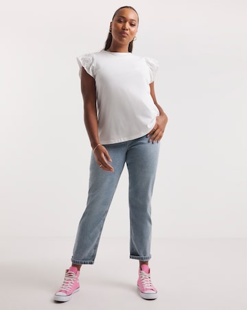 White Jersey Broderie Sleeve Vest