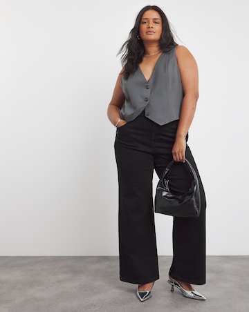 Black Cosy Finish Wide Leg Jeans