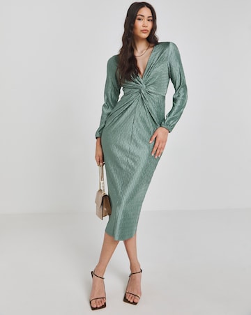 Simply Be Duck Egg Premium Plisse Twist Front Midaxi Dress