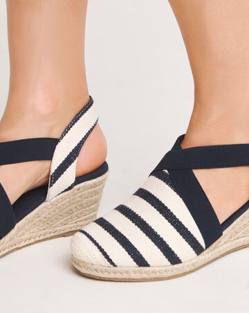 Cassie Crossover Elasticated Espadrille Sandals Wide E Fit
