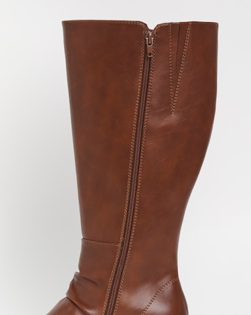 Cushion Walk Wedged Crepe Sole Knee High Boot EEE Fit Curvy Calf