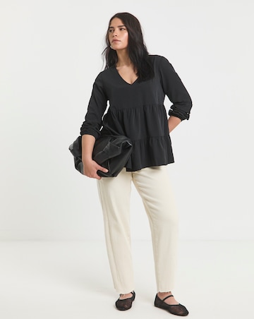 Simply Be Black Tiered Smock Top