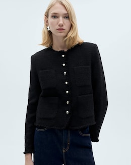 Mango Tweed Jacket with Jewel Buttons