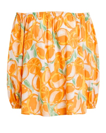 Simply Be Orange Print Linen Bardot Top