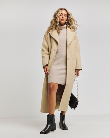 Oatmeal Roll Neck Knitted Mini Dress