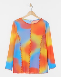 Multi Print Mesh Overlock Top