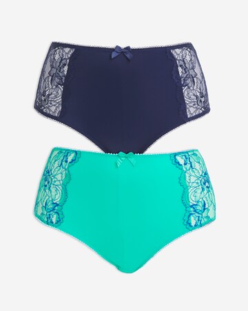 Pretty Secrets (2 Pack) Ella Lace Brief Knickers Aqua/Blue