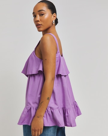 Lavender Linen Frill Detail Vest Top