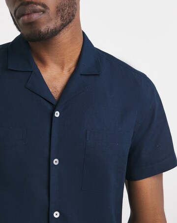 Short Sleeve Revere Collar Linen Shirt
