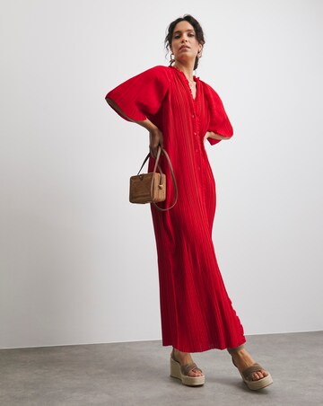 Pleated Occasion Button Through Dress