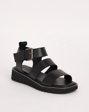Lyla Leather Chunky Buckle Sandals - Wide Fit (E)