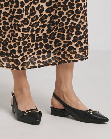 Sylvia Flat Slingback Shoes With Trim Detail - Extra Wide Fit (EEE)