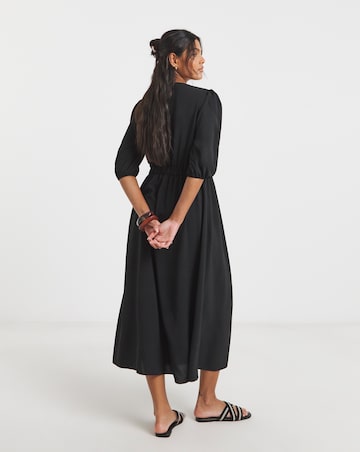 Simply Be Black Cinched Waist Midi Dress With Pockets